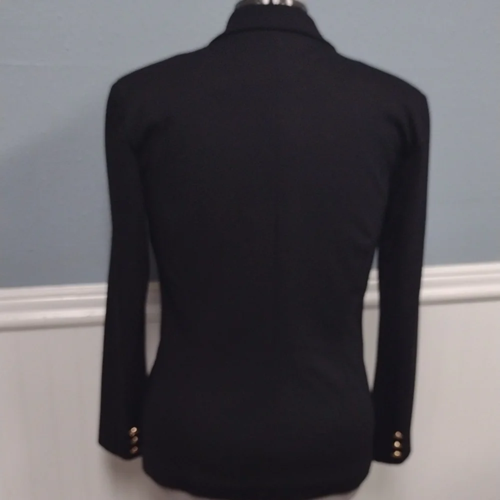 Attitude Unknown Chic Black Double-Breasted Blazer with Gold Accents - Picture 7 of 16